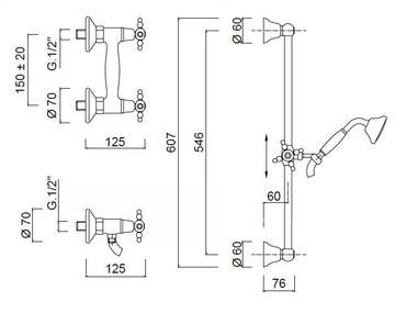 PARIGI - 7307WS - Shower tap / shower wallbar by Rubinetteria Giulini - view 3